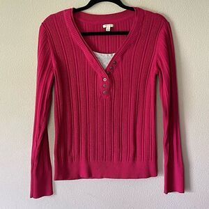 NWOT! Sonoma Pink Long Sleeve Sweater (with beige built-in undershirt). Size Lg.